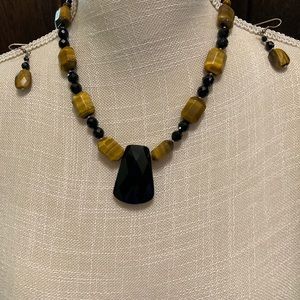 Necklace - Tiger’s eye necklace and matching earrings